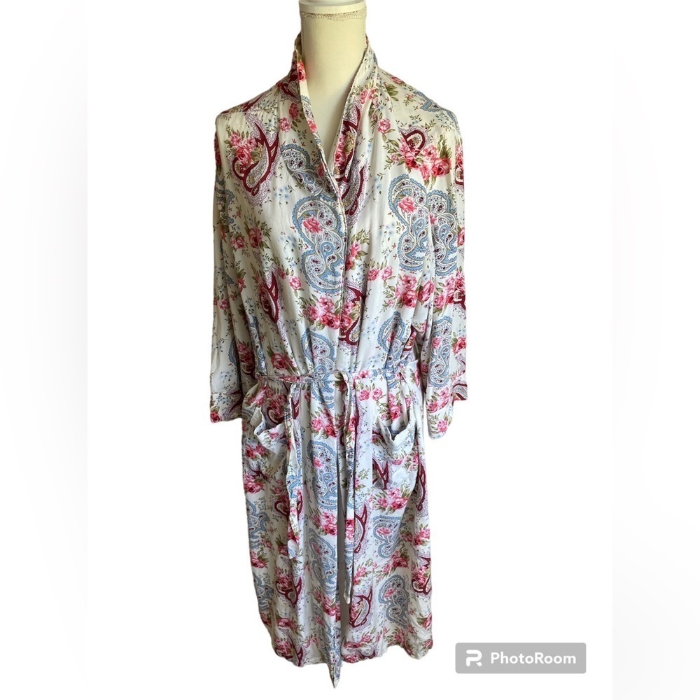 Victoria's Secret Vintage Gold Label Floral Paisley Print Robe Size Medium
